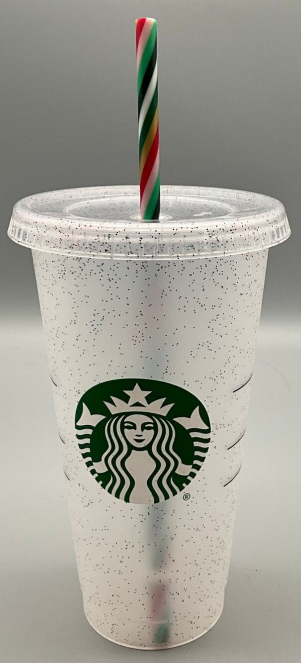 2020 Starbucks Glitter 24 Fl Oz Tumbler Snap on Lid With Straw Holiday Cold Cup